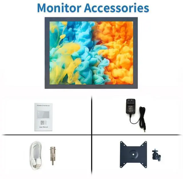 Alt view image 5 of 5 - Qcvoruno 8 inch Security Monitor & Displays, Built-in Dual Speakers Portable LCD Monitor, HD/VGA/BNC/AV/USB Input, 1024 * 768 Resolution, Suitable for Game CCTV PC DVD DSLR