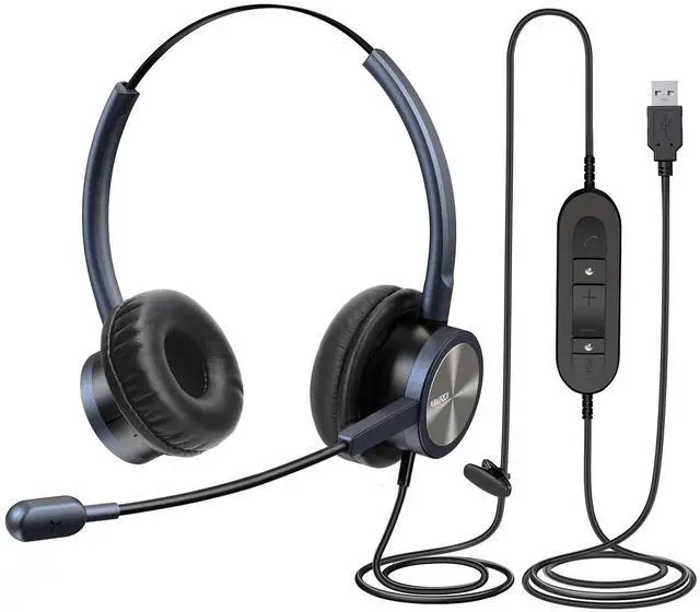 Main image of MAIRDI USB Headset with Microphone Noise Canceling for Zoom Microsoft Teams, Binaural PC Headset with mic for Office Call Center Customer Service Voip Phone Call, Computer Headphone for Dragon Nuance