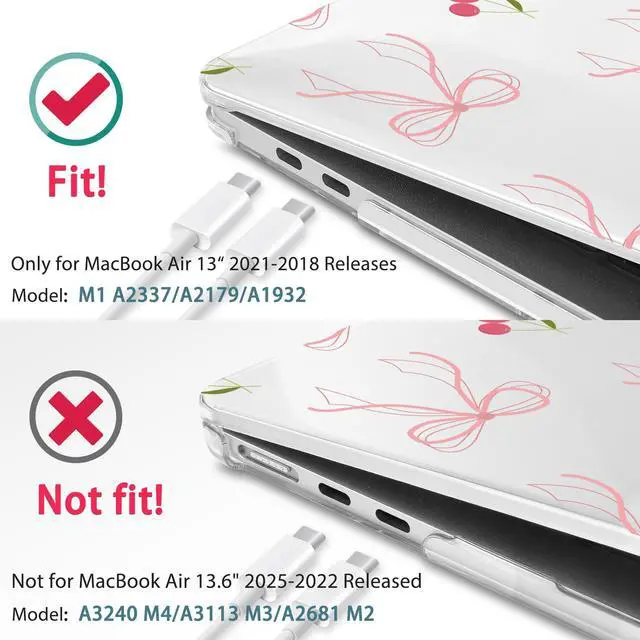 Alt view image 3 of 5 - May Chen Compatible with MacBook Air 13 inch Case 2022 2021, 2020-2018 Release Model: M1 A2337 A2179 A1932, Plastic Hard Shell Case Cover for Mabook Air 13 inch with Retina Dispaly, Bow