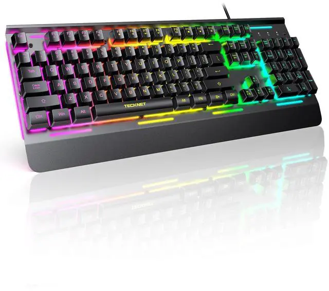 Main image of TECKNET Wired Gaming Keyboard, 2.4G USB Computer Keyboards, 7-Color & 4 Modes Backlit, Whisper Quiet Switches, Full Size Quiet Keyboard for Windows Desktop, PC, Laptop, Gaming
