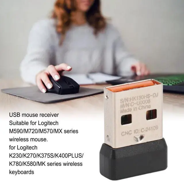 Alt view image 2 of 5 - 2.4G USB Receiver for M590 M720 M570 MX Series Mouse, for K230 K270 K375S K400PLUS K780 K580 MK Series Keyboard, Replacement Receiver with Mouse Mat