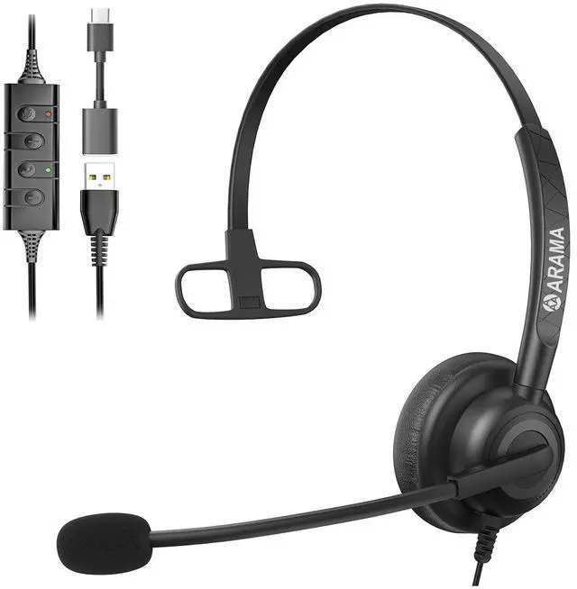 Main image of Arama USB Computer Headset with Noise Canceling Mic for Laptop & Home Office Meetings