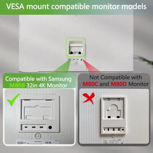 Alt view image 2 of 5 - M80B Vesa Mount Adapter Compatible with Samsung M8 Series 32in 4K Monitor for 32M80B, 32BM80, LS32BM801LS32BM80BLS32BM80G2022 ModelNot Compatible with 2023 M80C and M80D Computer Monitor Stands