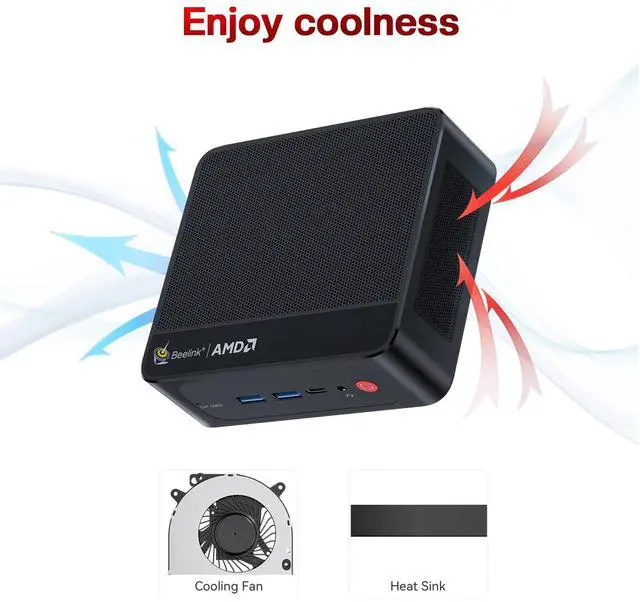 Alt view image 5 of 5 - Beelink SER5 Mini Pc,AMD Ryzen 7 5825U PRO(8C/16T,up to 4.5GHz),Mini Computer with 16GB DDR4 RAM/500GB M.2 2280 SSD,Micro Pc Support 4K FPS,WiFi6/BT5.2/USB3.2/Home/Office/Game