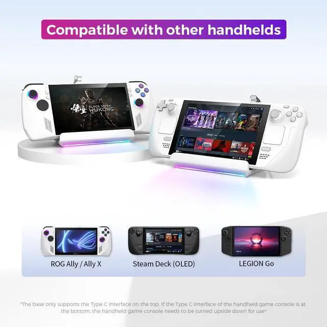 Alt view image 2 of 5 - RGB Portable Gaming Dock Station for Steam Deck OLED, Rog Ally X, Legion Go - 4K@60HZ HDMI, USB-C Hub with Multi-Port Adapter Docking Station for Gaming & Work