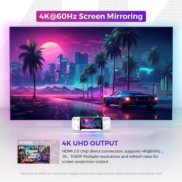 Alt view image 3 of 5 - RGB Portable Gaming Dock Station for Steam Deck OLED, Rog Ally X, Legion Go - 4K@60HZ HDMI, USB-C Hub with Multi-Port Adapter Docking Station for Gaming & Work