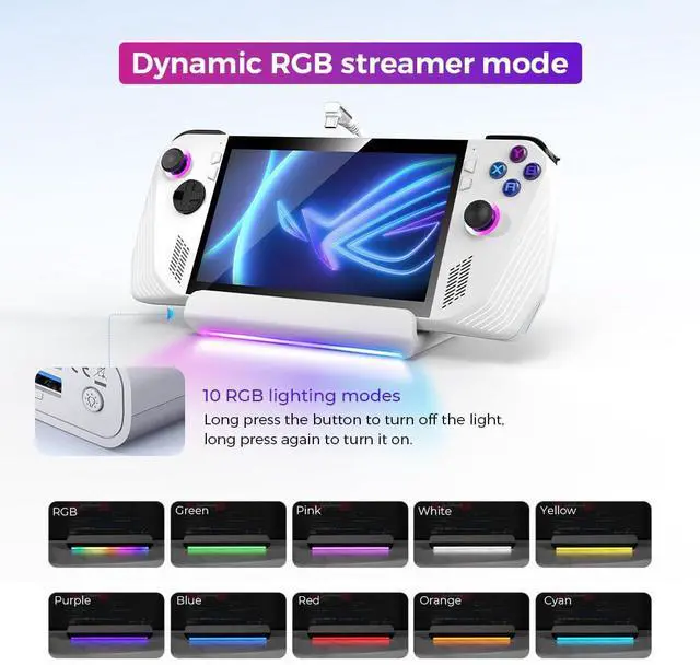 Alt view image 5 of 5 - RGB Portable Gaming Dock Station for Steam Deck OLED, Rog Ally X, Legion Go - 4K@60HZ HDMI, USB-C Hub with Multi-Port Adapter Docking Station for Gaming & Work