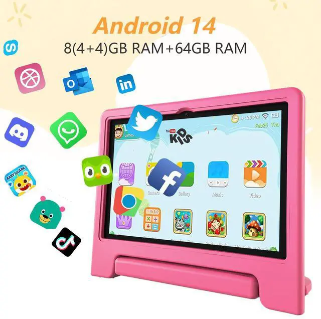 Alt view image 2 of 5 - VCFNXLS 10.1-Inch Kids Tablet, 8GB+64GB, Android 14, 8-Core CPU, Educational Apps, Parental Controls, WiFi, 1280x800 HD Display, Cameras, Shockproof, Long Battery Life