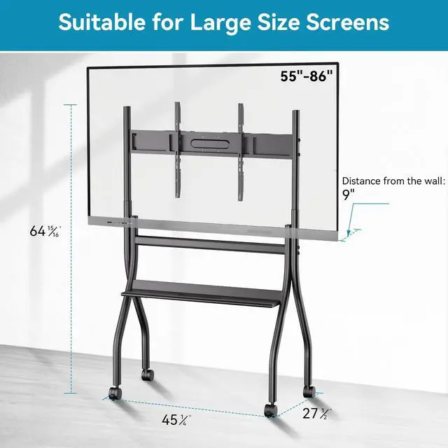 Alt view image 4 of 5 - HKMLC Smart Board Stand with Wheels, Mobile Portable Stand for 55 86 Interactive Whiteboard, Design for Office Classroom Home