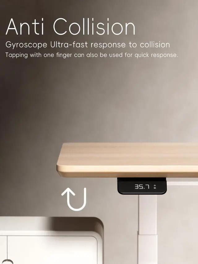 Alt view image 5 of 5 - Standing Desk Frame 2 Stages with Smart Paddle Controller.Gyroscope Sensitive to collisions.Heavy Duty Adjustable Desk Frame for 40 to 72 inch Table Tops,Dual Motor,Load 275 lbs.White