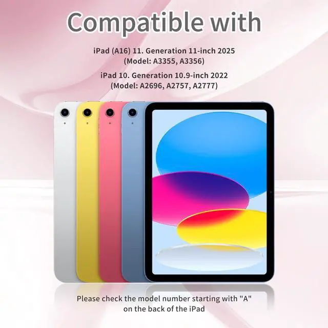 Alt view image 2 of 5 - zoyu Keyboard Case for iPad (A16) 11th Gen 11 Inch 2025, iPad 10th Generation 10.9 inch 2022 with Pencil Holder, Wireless Keyboard and Slim Lightweight Soft Cover Auto Wake/Sleep, Pink