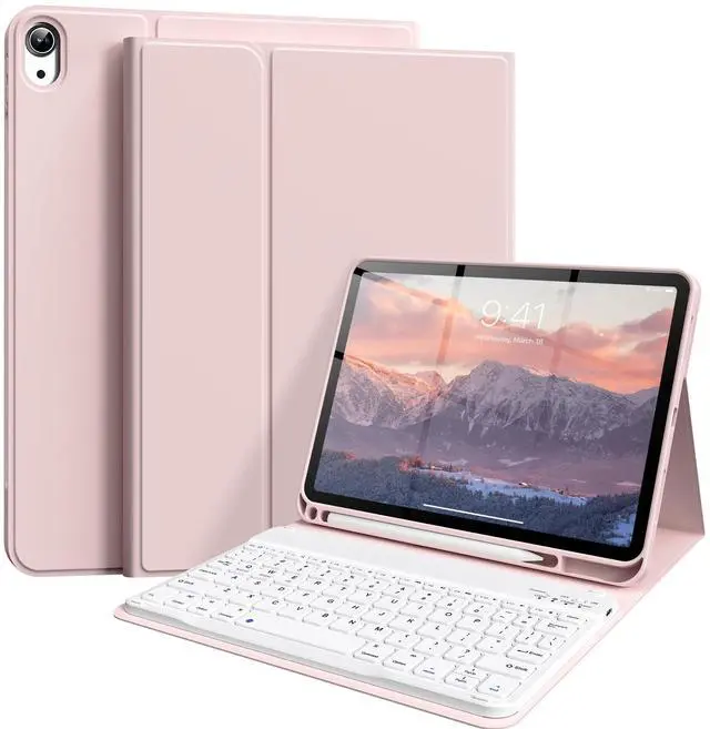 Main image of zoyu Keyboard Case for iPad (A16) 11th Gen 11 Inch 2025, iPad 10th Generation 10.9 inch 2022 with Pencil Holder, Wireless Keyboard and Slim Lightweight Soft Cover Auto Wake/Sleep, Pink