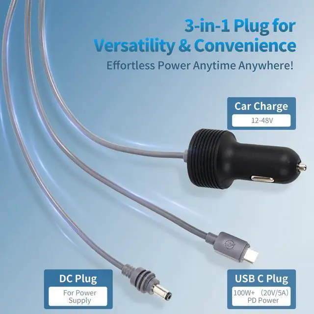 Alt view image 4 of 5 - Starlink Mini 3-in-1 Power Cable, 12V-24V Car Charger/USB C/DC to DC, 10FT Waterproof Cable for Starlink Mini Accessories