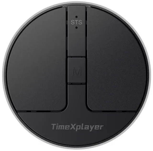 Main image of TIMEXPLAYER Stylish Mini Round Mouse with Pressure Sensing Reel, Ultra Portable Wireless Mouse Connectivity: Wired, 2.4G and Dual Bluetooth, Rubber Case Included (BT1/BT2-Black)