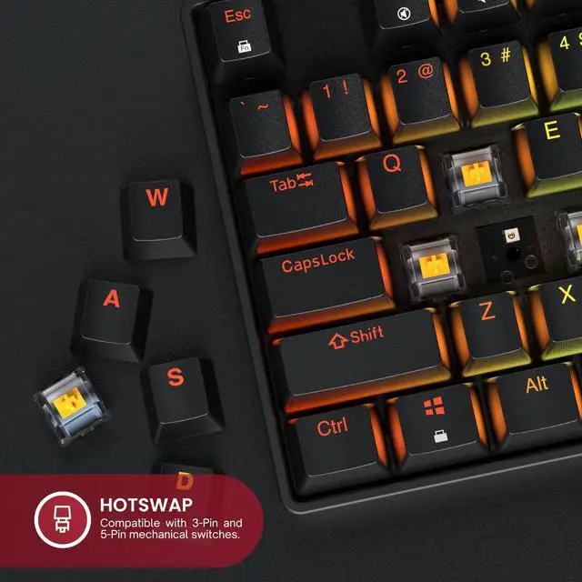 Alt view image 4 of 5 - HK GAMING GK80 TKL v3 | Hotswap Mechanical Gaming Keyboard | Tenkeyless 87 Keys Multi Color RGB LED Backlit for PC/Mac Gamer | US Layout (Black, Mechanical Speed Silver)