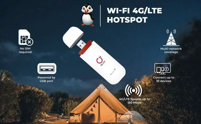 Alt view image 3 of 5 - 4G LTE-Advanced USB WiFi Dongle & Mobile Hotspot Router  Portable Modem with Pre-Installed Spectruym Smart SIM Card  Ideal for Travel and Business
