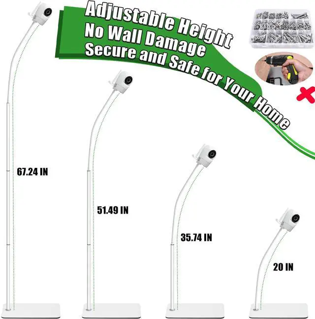 Alt view image 4 of 5 - Upgraded Universal Baby Monitor Floor Stand Holder for VTech New VM901, VM928HD, VM5463, VM819, VM919HD Cameras, Stable Silent Base, Height Adjustable, Easy Assembly, No Tools or Wall Damage