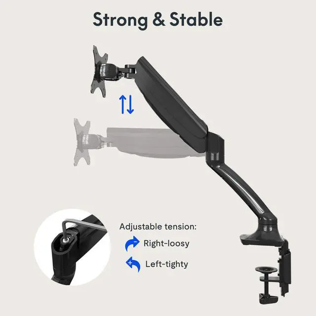 Alt view image 4 of 5 - FlexiSpot Single Monitor Stand for Desk Adjustable Spring Vesa Monitor Mount with C Clamp for 10 to 27 Inch Computer Screens Heavy Duty Monitor Arm Hold up to 3.3 to 11lbs, Black