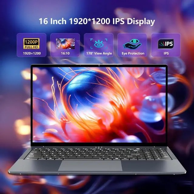 Alt view image 3 of 5 - Omnica 2025 Laptop i5, 16 inch Laptop Computer Up to 3.60GHz, Traditional Laptop Computers with 16GB RAM 512GB SSD, FHD 1920x1200, 180° Angle Open, Backlit Keyboard, Lap top for Student Business Work