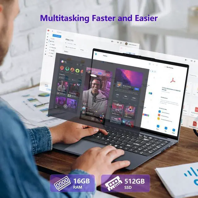 Alt view image 4 of 5 - Omnica 2025 Laptop i5, 16 inch Laptop Computer Up to 3.60GHz, Traditional Laptop Computers with 16GB RAM 512GB SSD, FHD 1920x1200, 180° Angle Open, Backlit Keyboard, Lap top for Student Business Work