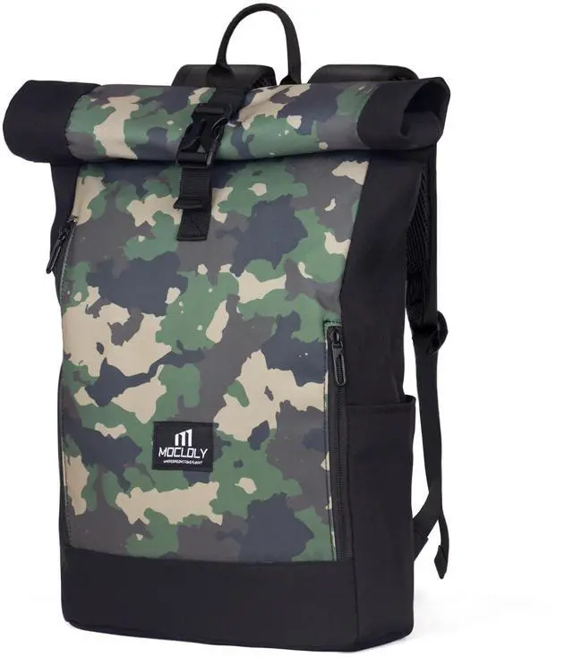 Main image of MOCLOLY Rolltop Backpack Women & Men, Laptop Backpack with Laptop Compartment, Waterproof Backpack for Travel, Casual, Camouflage