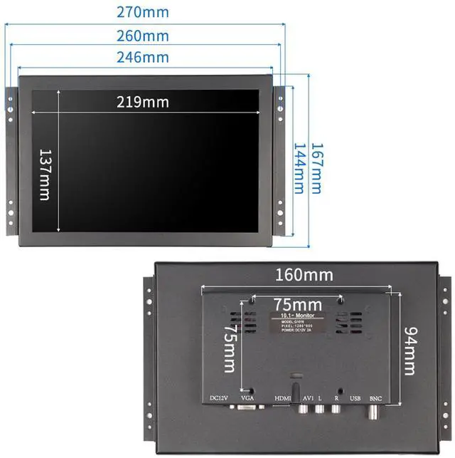 Alt view image 2 of 5 - 10.1 inch Open Frame High Brightness 1000 nit Industrial Capacitive Touch Screen Monitor Sunlight readable Support HDMI/VGA/USB/BNC With Speakers LCD Display 1280X800 (Capacitive Touch, 10.1 Inch)