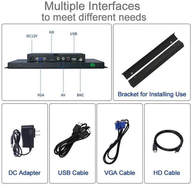 Alt view image 4 of 5 - 10.1 inch Open Frame High Brightness 1000 nit Industrial Capacitive Touch Screen Monitor Sunlight readable Support HDMI/VGA/USB/BNC With Speakers LCD Display 1280X800 (Capacitive Touch, 10.1 Inch)