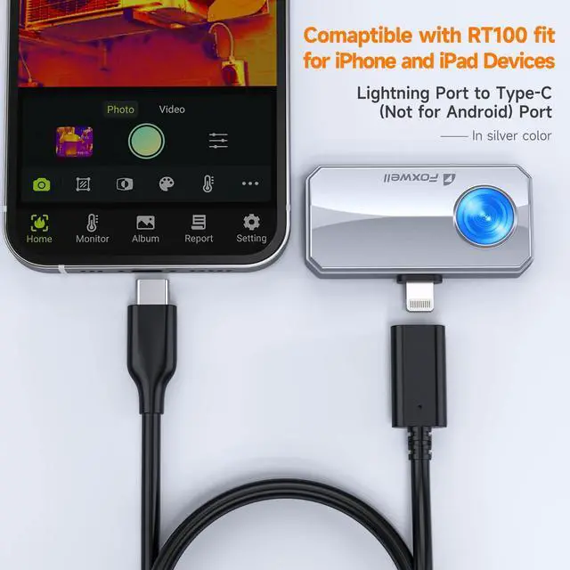 Alt view image 5 of 5 - FOXWELL RT100 Thermal Camera Convert Cable fit for Lightning Port to Type-C Port (Only for iOS Device)