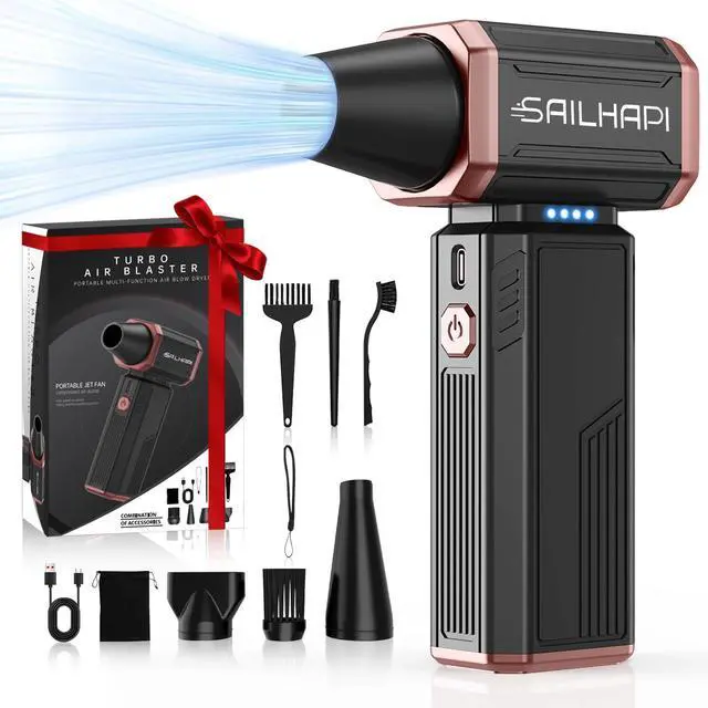 Main image of SAILHAPI Compressed Air Duster 300000RPM, Cordless Electric Duster Brushless Motor Replace Canned Air, Rechargeable Durable Blower for Keyboard, Computers, Air Bed, Snow Removal & Outdoor, Great Gift