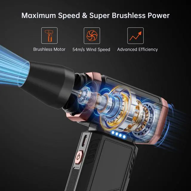 Alt view image 2 of 5 - SAILHAPI Compressed Air Duster 300000RPM, Cordless Electric Duster Brushless Motor Replace Canned Air, Rechargeable Durable Blower for Keyboard, Computers, Air Bed, Snow Removal & Outdoor, Great Gift