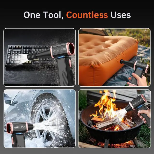 Alt view image 3 of 5 - SAILHAPI Compressed Air Duster 300000RPM, Cordless Electric Duster Brushless Motor Replace Canned Air, Rechargeable Durable Blower for Keyboard, Computers, Air Bed, Snow Removal & Outdoor, Great Gift