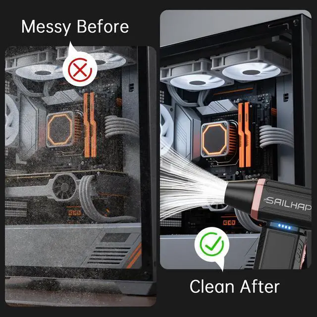 Alt view image 4 of 5 - SAILHAPI Compressed Air Duster 300000RPM, Cordless Electric Duster Brushless Motor Replace Canned Air, Rechargeable Durable Blower for Keyboard, Computers, Air Bed, Snow Removal & Outdoor, Great Gift