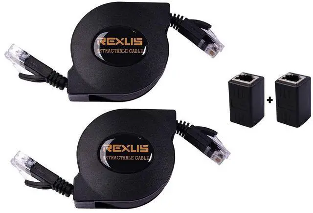 Main image of REXUS 2-Pack Retractable Cat 6 Flat Ethernet Network Cable 6.6 FT, 10 Gigabit High Speed LAN Wires Internet Patch Cable with RJ45 Connector for Xbox,PS4,Router, Modem,Switch(C6R22Z)