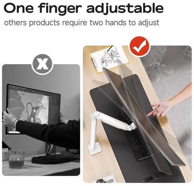 Alt view image 4 of 5 - FULKUN Single Monitor Mount for 13 to 32 Inch Screens up to 22 lbs,Aluminum Ultrawide Screen Arm for Samsung Odyssey G9 and More, Fully Adjustable Monitor Stand for Desk, VESA 100x100mm (White)