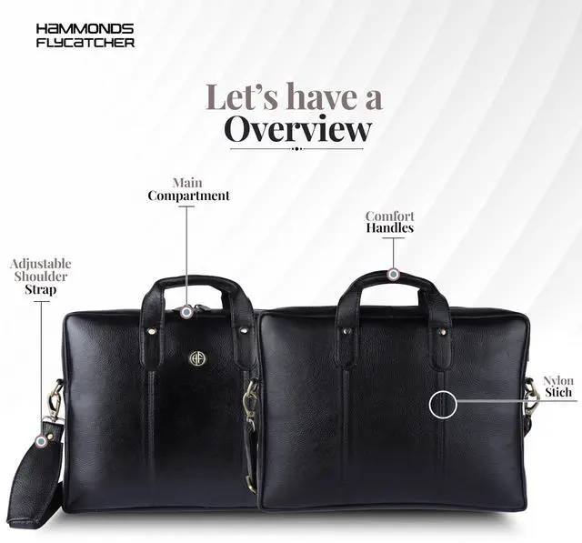 Alt view image 3 of 5 - HAMMONDS FLYCATCHER Genuine Leather Office Bag for Men - Laptop Bag for Men - Padded Laptop Compartment, Fits 14 Inch Laptop - Adjustable Strap, 1 Year Warranty - Office, Travel, Daily Use, Super