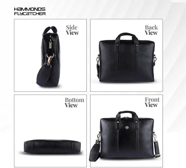 Alt view image 5 of 5 - HAMMONDS FLYCATCHER Genuine Leather Office Bag for Men - Laptop Bag for Men - Padded Laptop Compartment, Fits 14 Inch Laptop - Adjustable Strap, 1 Year Warranty - Office, Travel, Daily Use, Super