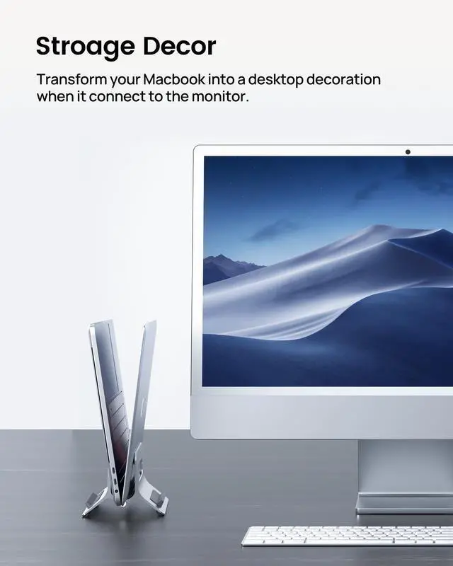 Alt view image 3 of 5 - SODI Vertical Laptop Stand for Desk, Gravity Auto Lock Vertical MacBook Stand, Aluminum Laptop Vertical Dock Stand Holder Compatible with MacBook Pro, MacBook Air, Silver