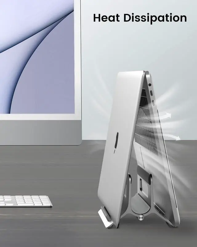 Alt view image 5 of 5 - SODI Vertical Laptop Stand for Desk, Gravity Auto Lock Vertical MacBook Stand, Aluminum Laptop Vertical Dock Stand Holder Compatible with MacBook Pro, MacBook Air, Silver