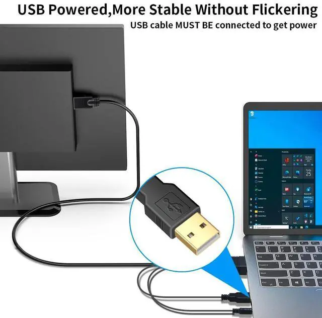 Alt view image 5 of 5 - Kirzi VGA (Sources) to HDMI(Display) Cable 25ft with Audio, VGA to HDMI Adapter Converter Cord Cable Compatible Well Witch Computer/Projector/Laptop to Monitor/TV/Desktop