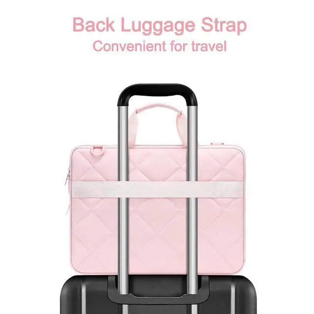 Alt view image 4 of 5 - MOSISO 360 Protective Laptop Shoulder Bag, 15-15.6 inch Double Layer Fluffy Padded Laptop Bag with Anti-theft Zipper Compatible with MacBook Pro 16 inch, HP, Dell, Lenovo, Asus Notebook, Pink