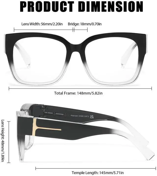 Alt view image 3 of 5 - LVIOE Fit Over Blue Light Filter Glasses for Women Men, Oversized Blue Light Blocking Glasses to Wear Over Eyeglasses LB7511