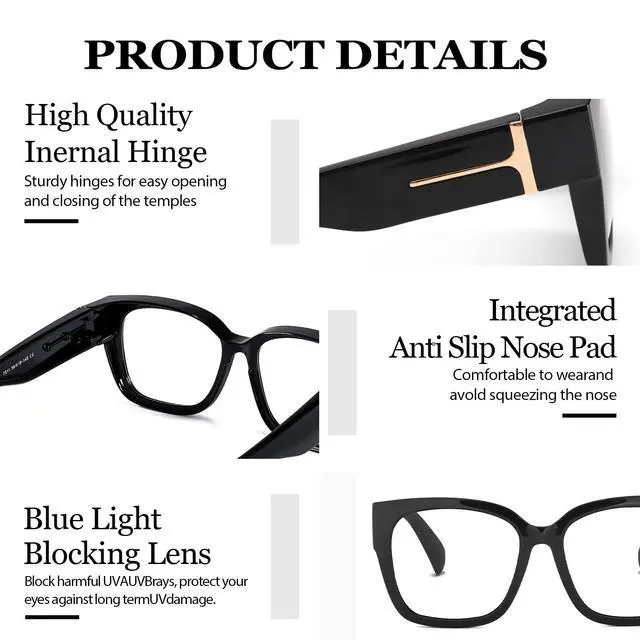 Alt view image 4 of 5 - LVIOE Fit Over Blue Light Filter Glasses for Women Men, Oversized Blue Light Blocking Glasses to Wear Over Eyeglasses LB7511