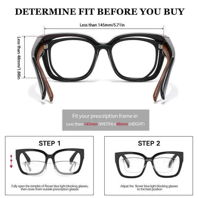 Alt view image 5 of 5 - LVIOE Fit Over Blue Light Filter Glasses for Women Men, Oversized Blue Light Blocking Glasses to Wear Over Eyeglasses LB7511