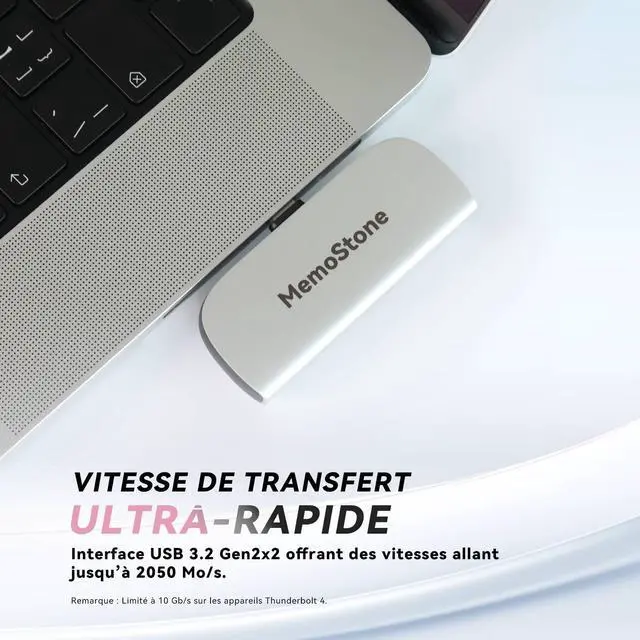 Alt view image 2 of 5 - KingSpec MemoStone 1TB Portable USB-C External SSD 2000MB/s, High-Speed Solid State Drive with USB 3.2 Gen2x2 20Gb/s Interface, Compatible with Apple iPhones/Tablets/Laptops