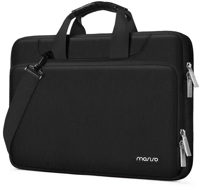 Main image of MOSISO 360 Protective Laptop Shoulder Bag Compatible with MacBook Air/Pro, 13-13.3 inch Notebook, Compatible with MacBook Pro 14 inch M5 M4 M3 M2 M1,Matching Color Sleeve with Belt, Black