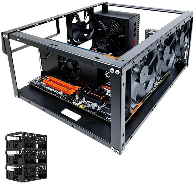 Main image of PC Test Bench,Open Air PC Case,Open Frame Computer Chassis, DIY Stackable Techbench Server Rack Mount PC Case for ATX MATX ETAX X79 X99 X10DRL-I X12DPI-N6 Micro ATX Motherboards