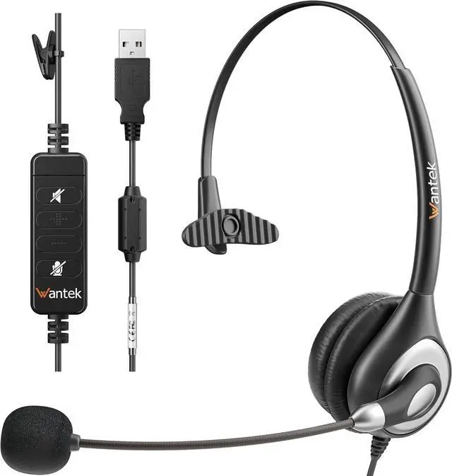 Main image of Wantek USB Headset with Microphone for PC, Computer Headset with Noise Canceling Microphone with Mute for Home Office Online Skype Zoom Meetings