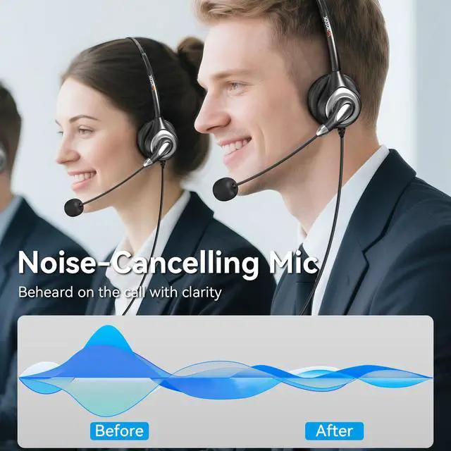 Alt view image 2 of 5 - Wantek USB Headset with Microphone for PC, Computer Headset with Noise Canceling Microphone with Mute for Home Office Online Skype Zoom Meetings