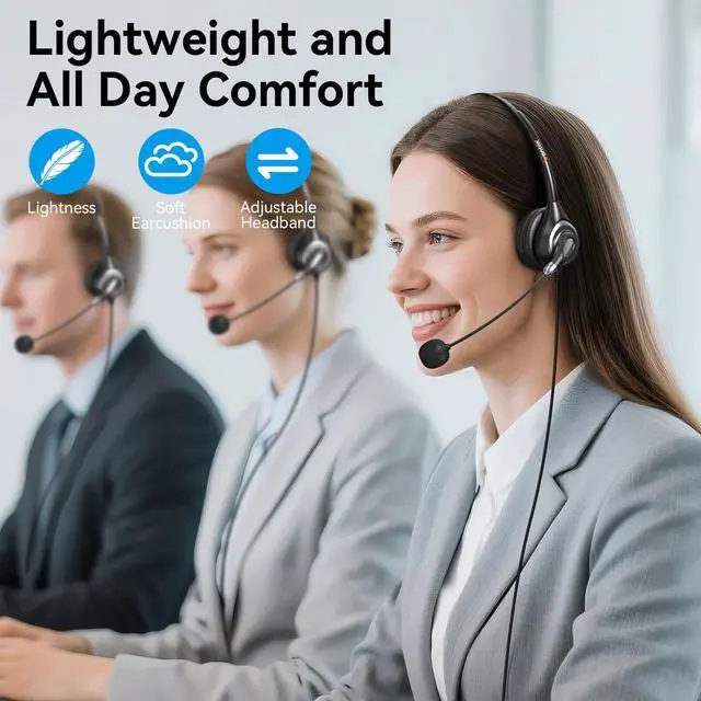 Alt view image 3 of 5 - Wantek USB Headset with Microphone for PC, Computer Headset with Noise Canceling Microphone with Mute for Home Office Online Skype Zoom Meetings