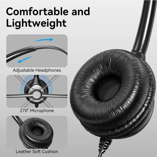 Alt view image 4 of 5 - Wantek USB Headset with Microphone for PC, Computer Headset with Noise Canceling Microphone with Mute for Home Office Online Skype Zoom Meetings